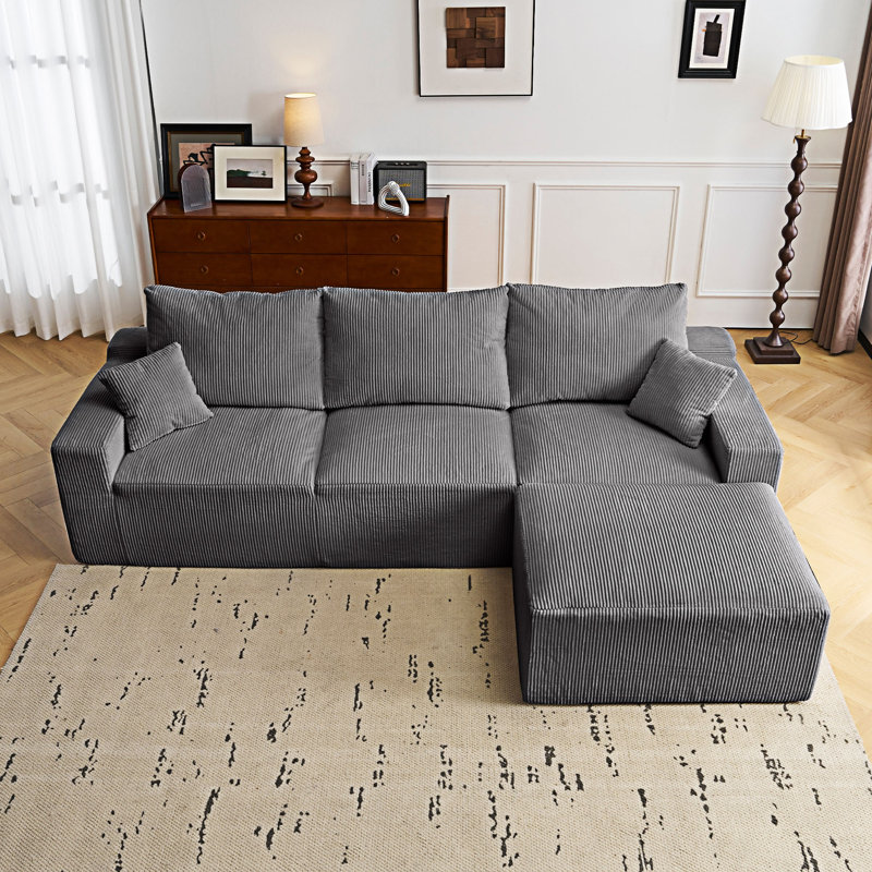 Boneless L-Shaped Sectional Sofa, Gray