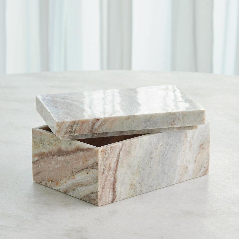 Handmade Marble Decorative Box, 4.75" H x 10" W x 7" D