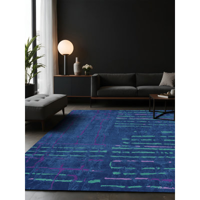 Tapis bleu soyeux et moelleux
