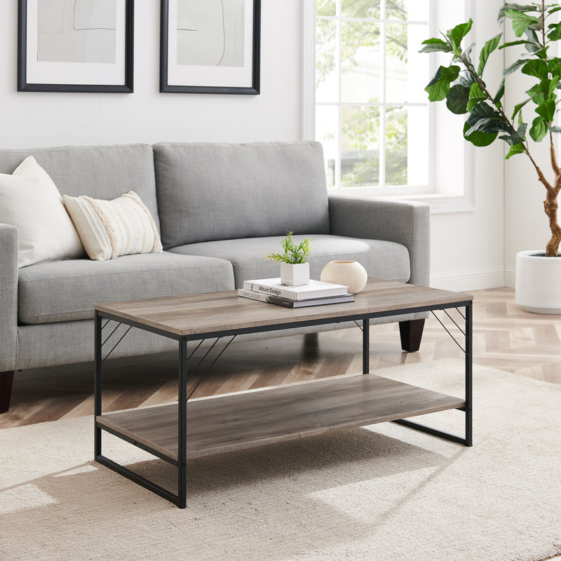 Table basse de style traîneau avec rangement Huckstep, Gris délavé