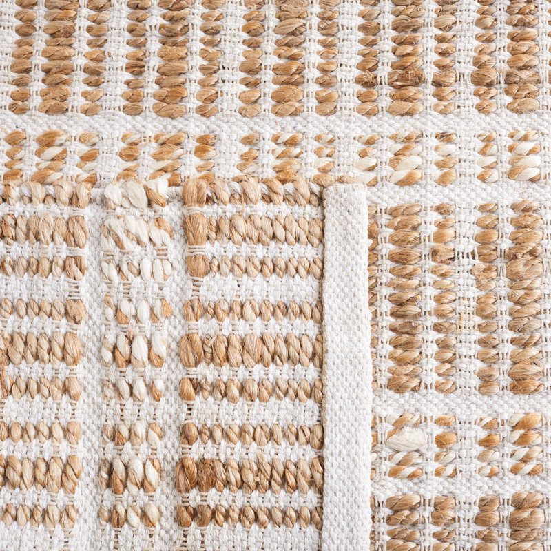 Tapis rayé ivoire / naturel Sonnier, Rectangle 5 pi x 8 pi