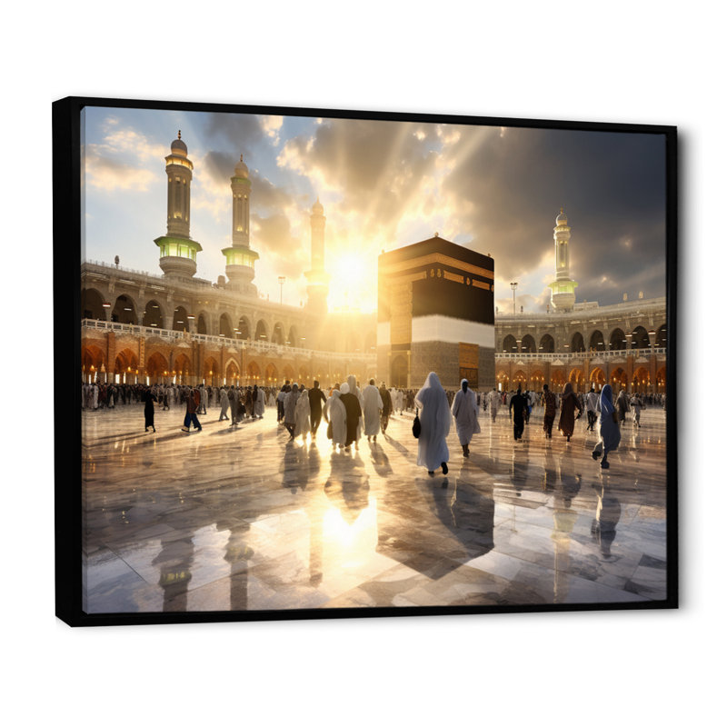 Art de l'Islam, reflet de Kaaba I, H 16 po x l 32 po x P 1 po, Cadre flottant noir