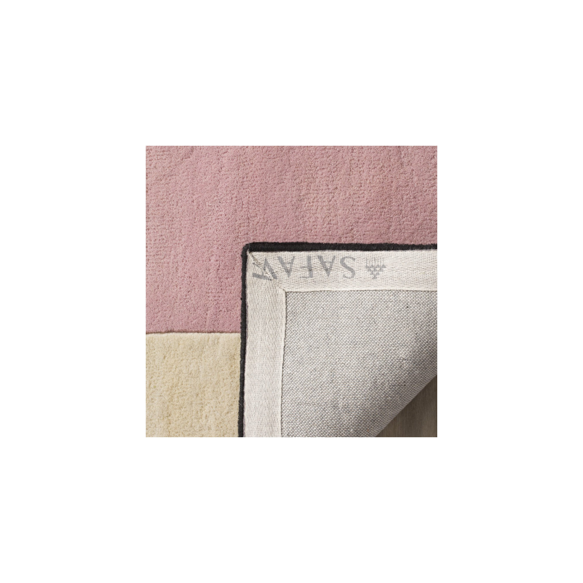 Tripoli Hand Tufted Wool Ivory/Black/Pink Rug, Square 5'