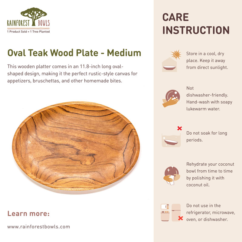 Oval Teak Wood Plate - Medium