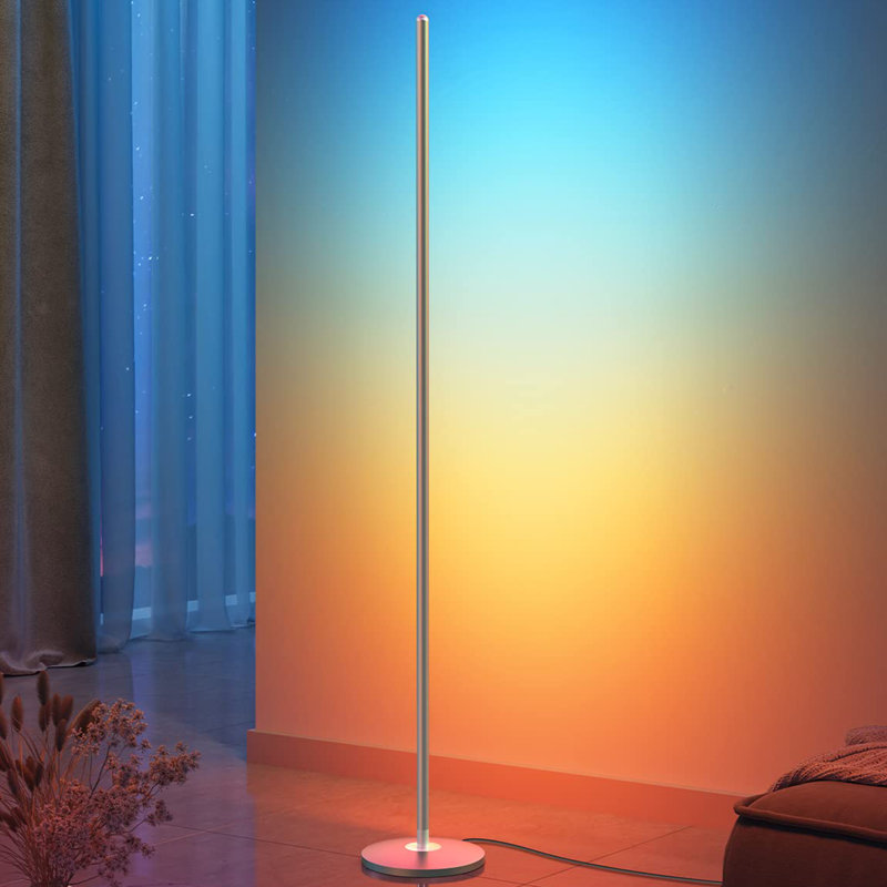 Lampe de plancher DEL de coin, Argent argent