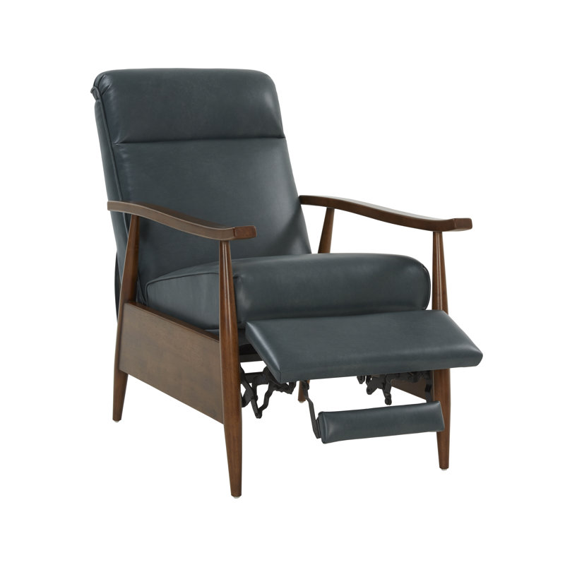 Manual Recliner, Roma Bluegray Genuine Leather
