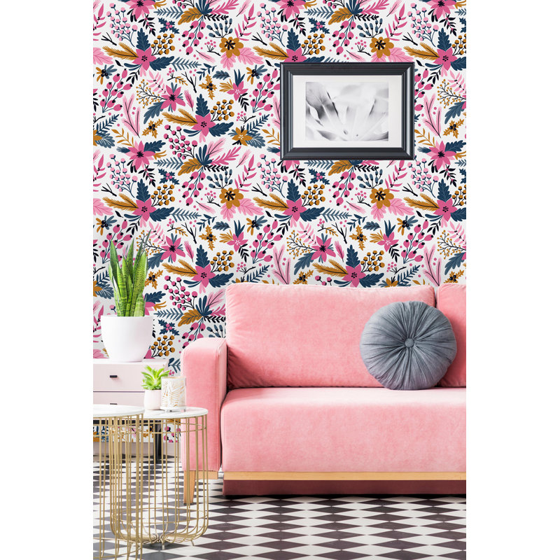 Murale peinte florale brillante, l 25 po x H 120 po