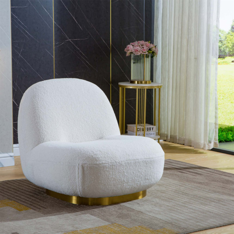 Fauteuil d'appoint pivotant Modern Trimm avec base en acier inoxydable, mousse à haute densité pour un confort et une durabilité ultimes
