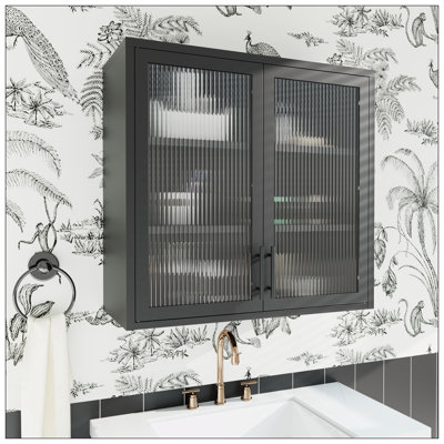 Armoire de rangement murale, verre trempé flûte