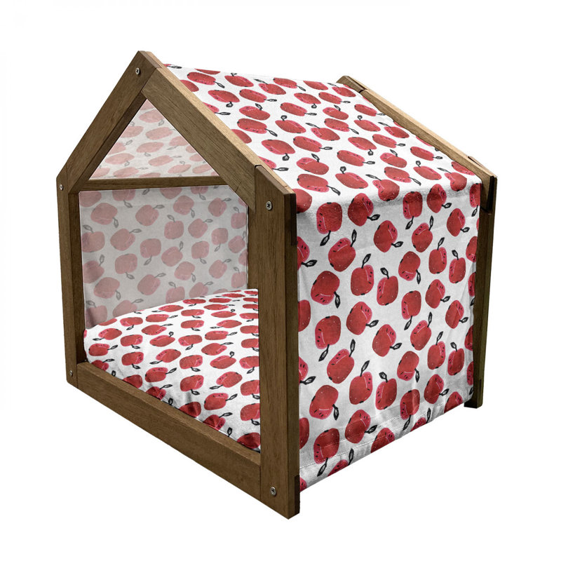 Niche pour chien en bois rose foncé, H 22,44 po x l 23,62 po x P 17,72 po