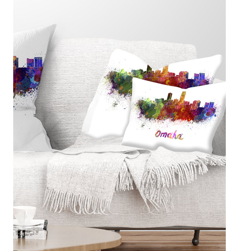 Omaha Skyline - Cityscape Printed Throw Pillow