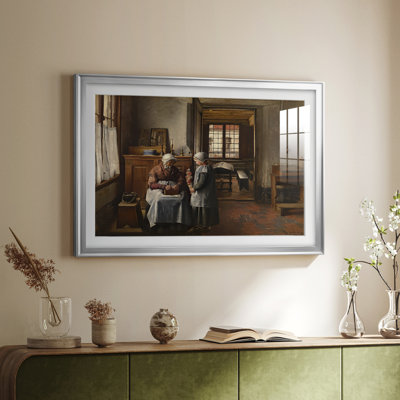 Intérieur avec femme et enfant - Henri De Braekeleer - Encadré mat et encadré sous verre acrylique, grand art mural de salon