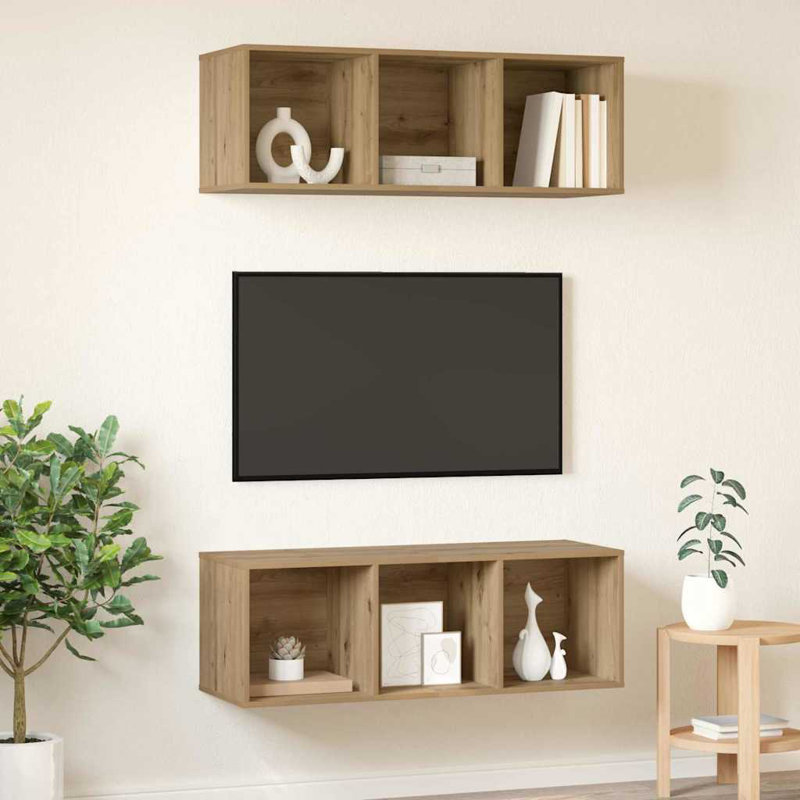Wall-Mounted TV Cabinets 2 Pcs 37 X 37 X 107 Cm, Artisan Oak