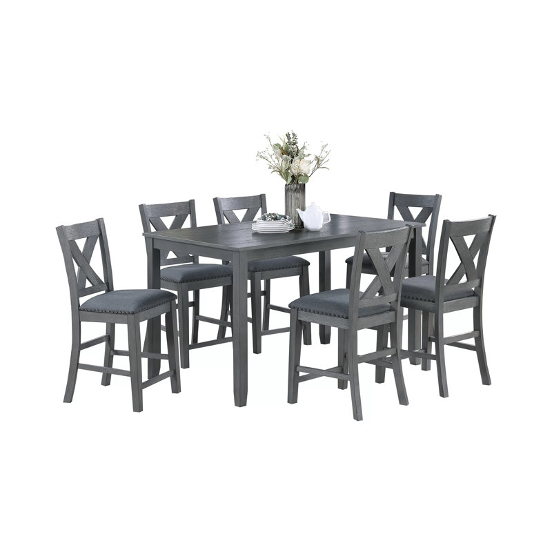 Ensemble de salle à manger à hauteur de comptoir 7 pièces avec 6 chaises Carbonia
