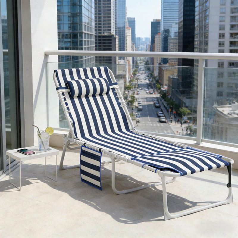 Chaise longue pliante avec trou pour le visage, table d'appoint et dossier réglable pour un confort extérieur optimal