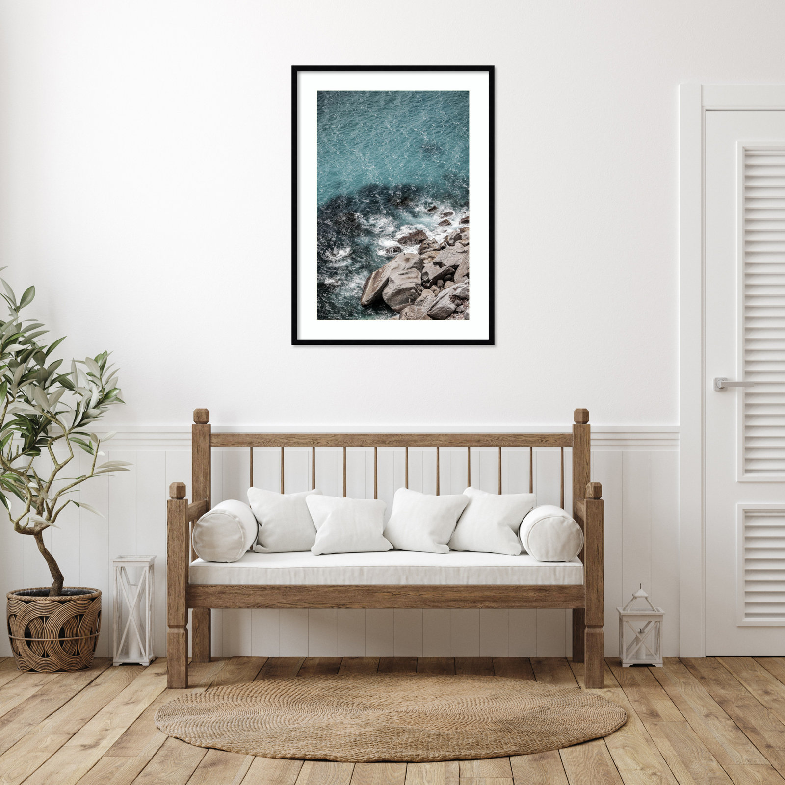 Pacetti "Aqua Sea Shores" Print, Black, 41" H x 30" W
