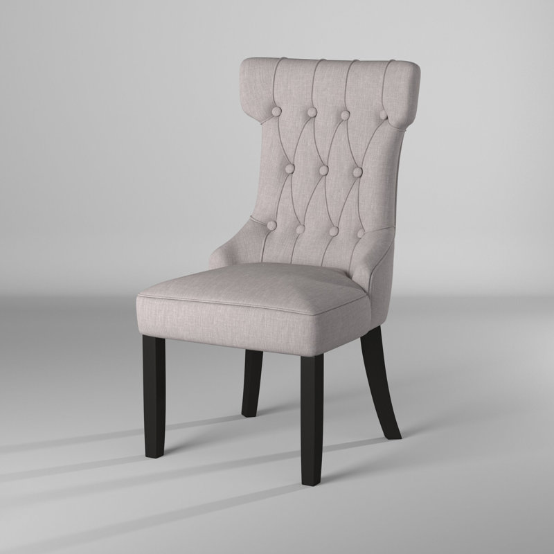 Anse Upholstered Side Chairs, Light Grey/Black