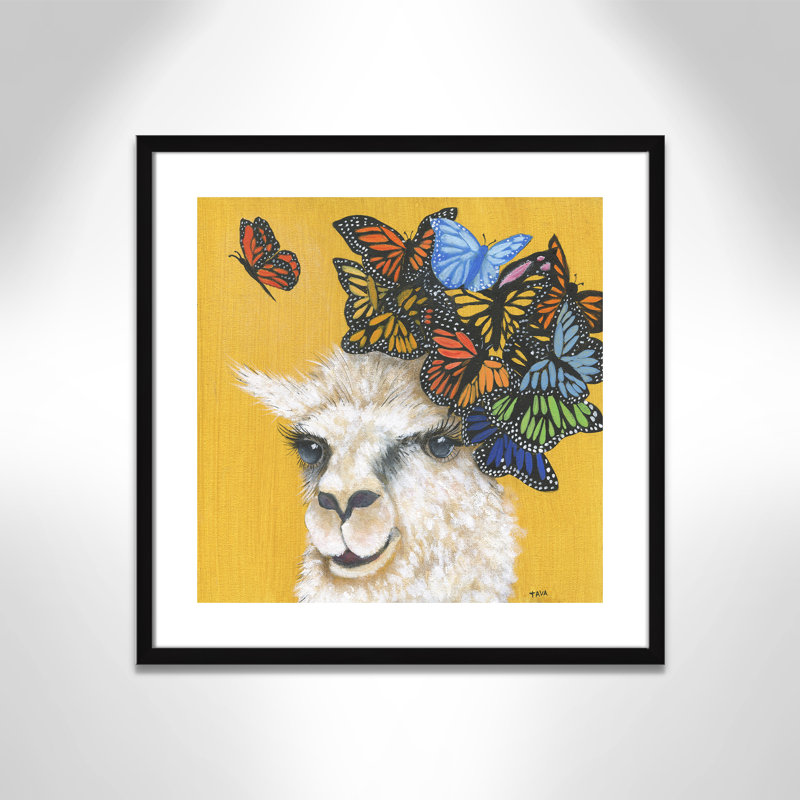 Art sur toile llama, H 23,5 po x l 23,5 po x P 1,18 po, Cadre noir