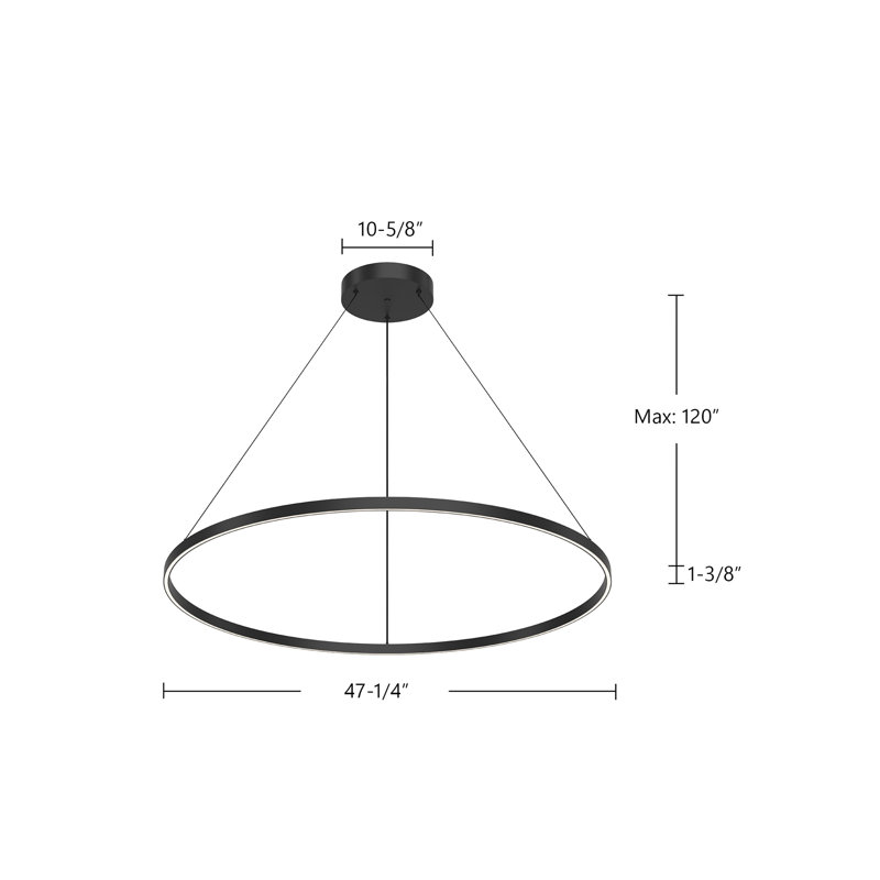 Cerchio 1 - Light LED Unique/Statement Pendant, White, 123.25" H x 47.25" W x 47.25" D