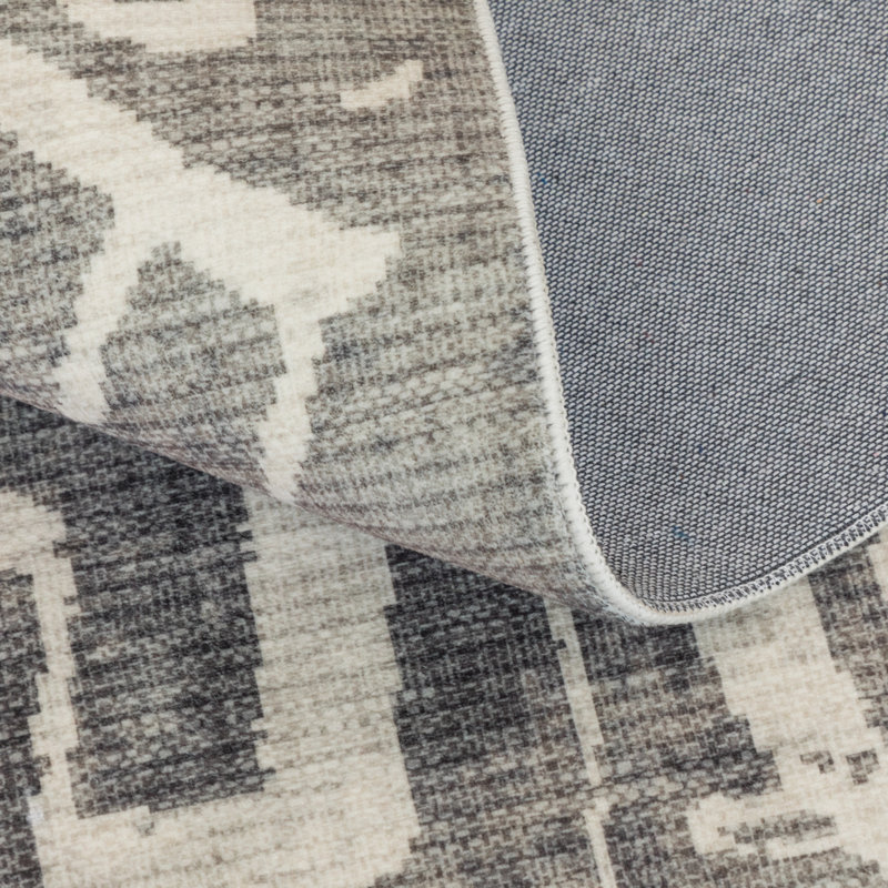 Tapis gris en polyester tissé à la machine Sportsglyphs, Rectangle 5 pi x 7 pi