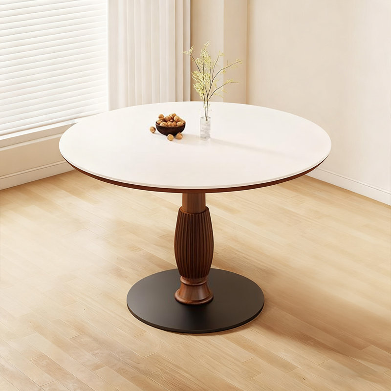 Table de salle à manger blanche et noyer, H 29,53 po x L 35,53 po x l 35,53 po