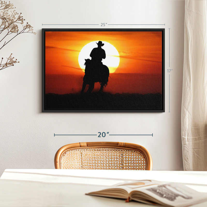 «Sunset Cowboy», reproduction sur toile, H 25 po x l 17 po