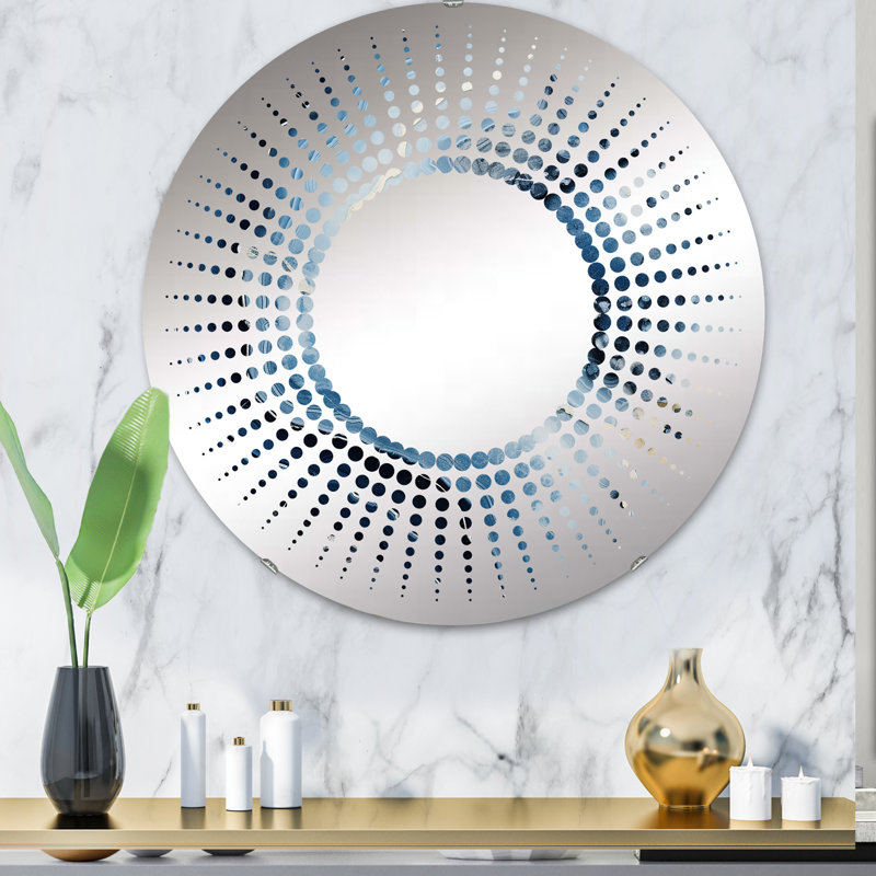 Peinture de géode bleue en pierre - miroir décoratif étoile | rond, 31,4 po x 31,4 po