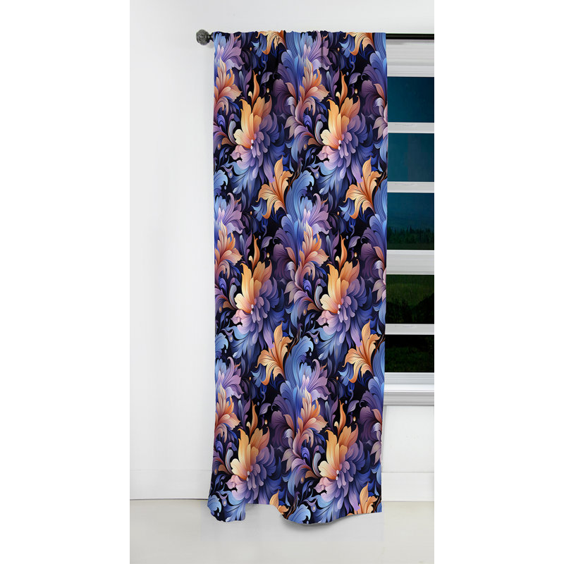 Mystic Purple Damask Whispers I - Rideau damassé - Rideau occultant damassé - 1 panneaux, L 52 po x L 63 po