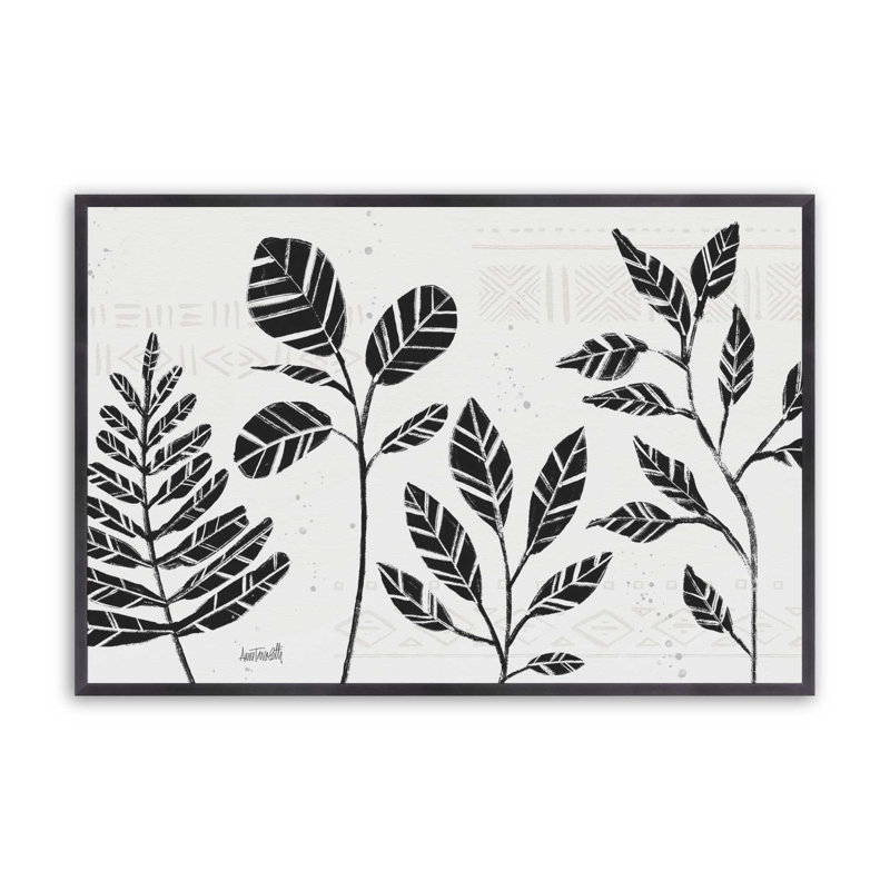 Botanicals noir et blanc I Print, H 12,25 po x l 15,25 po, Encadrement ouvert, zinc vieilli