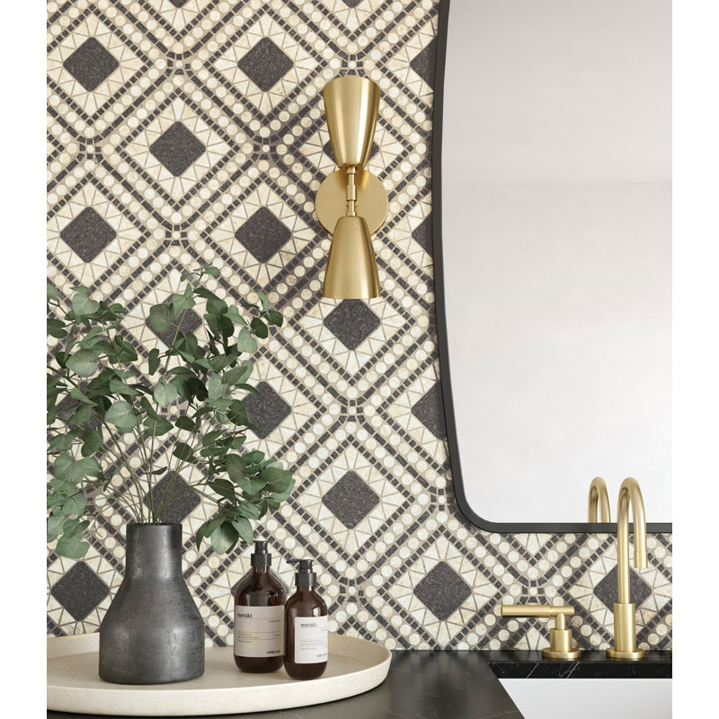 Carreau de mur et de sol en marbre Atrium, Beige Myra / basalte