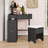 Corner Makeup Vanities Set with Storage Cushioned Stool, Pull-Out Cabinet and Glass Tabletop-571985996