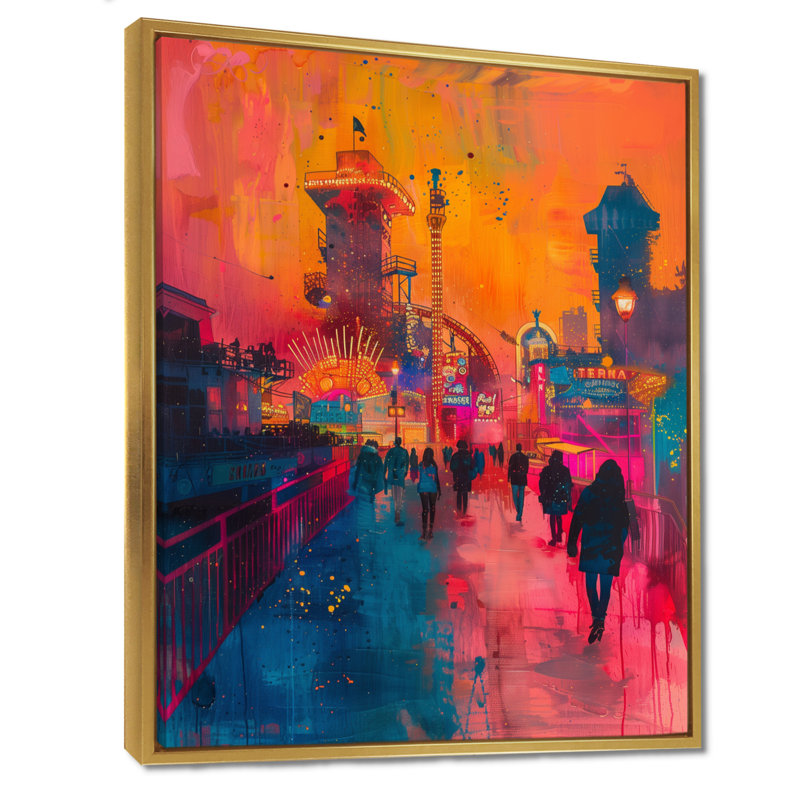 Wael - Amusement Parks, impression d'art mural, Cadre flottant doré, H 44 po x l 34 po x P 1,5 po
