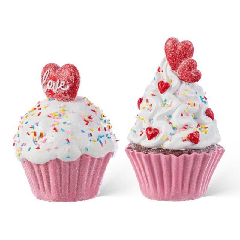 S/2 Valentine's Resin Cupcakes Table Decor
