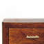 Table de chevet châtaignier, avec 3 tiroirs, brun foncé