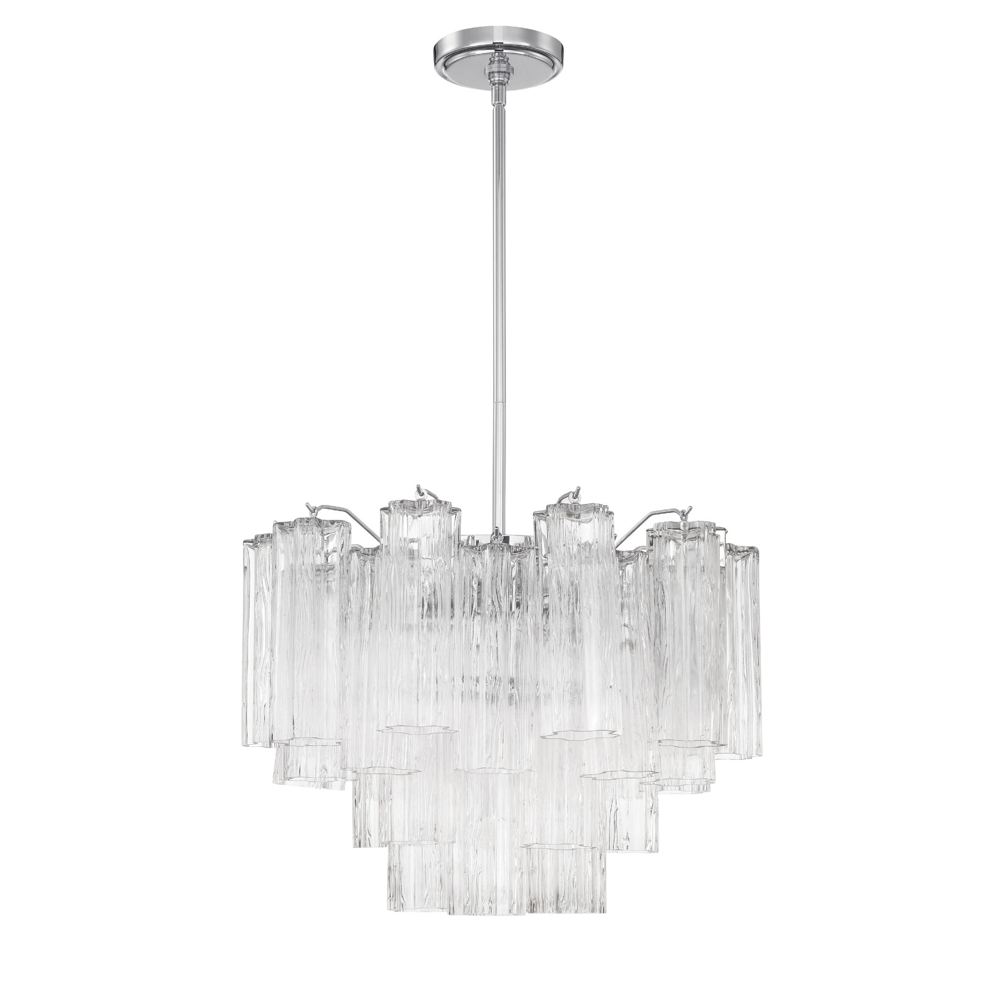 Arras Metal Dimmable Tiered Chandelier, Polished Chrome,  Clear, 14" H x 19.75" W x 19.75" D