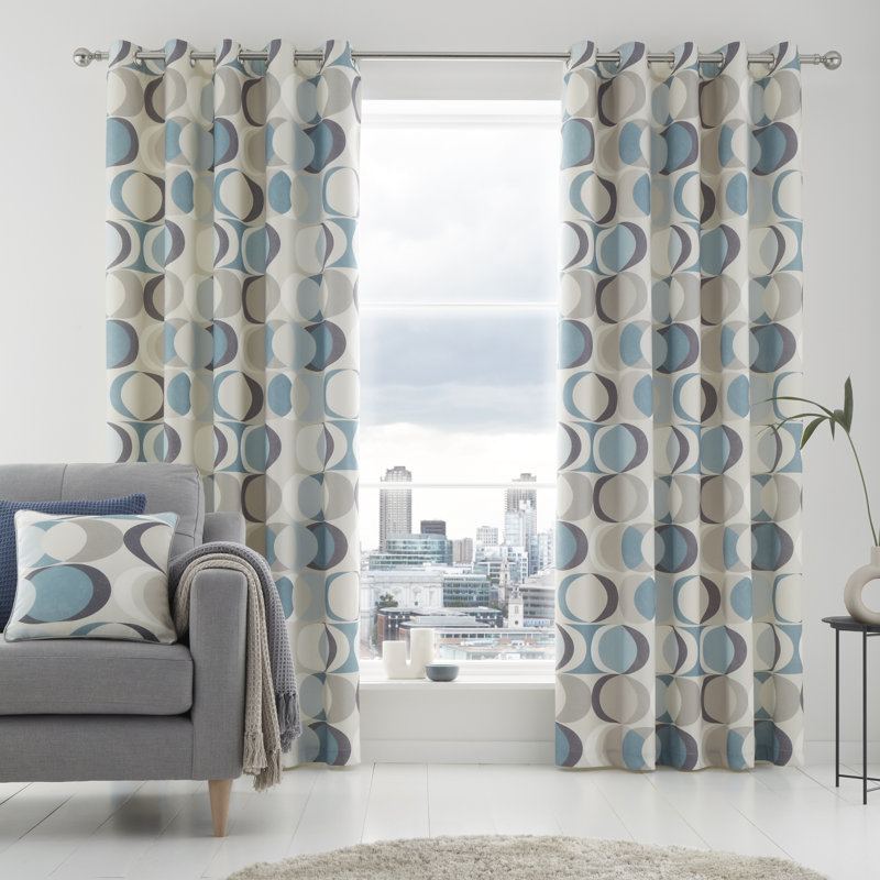 Sander Polycotton Eyelet Curtains, Duck Egg, Width 117 x Drop 137cm