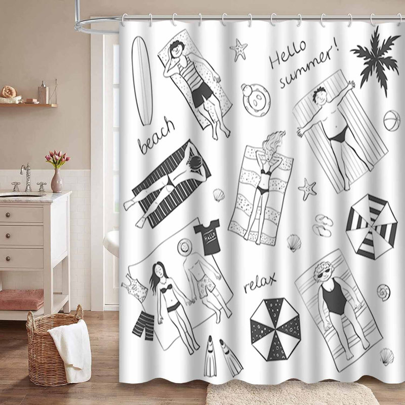Rideau de douche imperméable et amusant avec 12 crochets, L 72 po x l 78 po