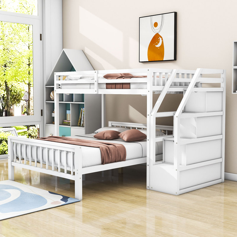 L Shaped Bunk Twin Over Full Bunk With Desk Tempat Tidur Susun L