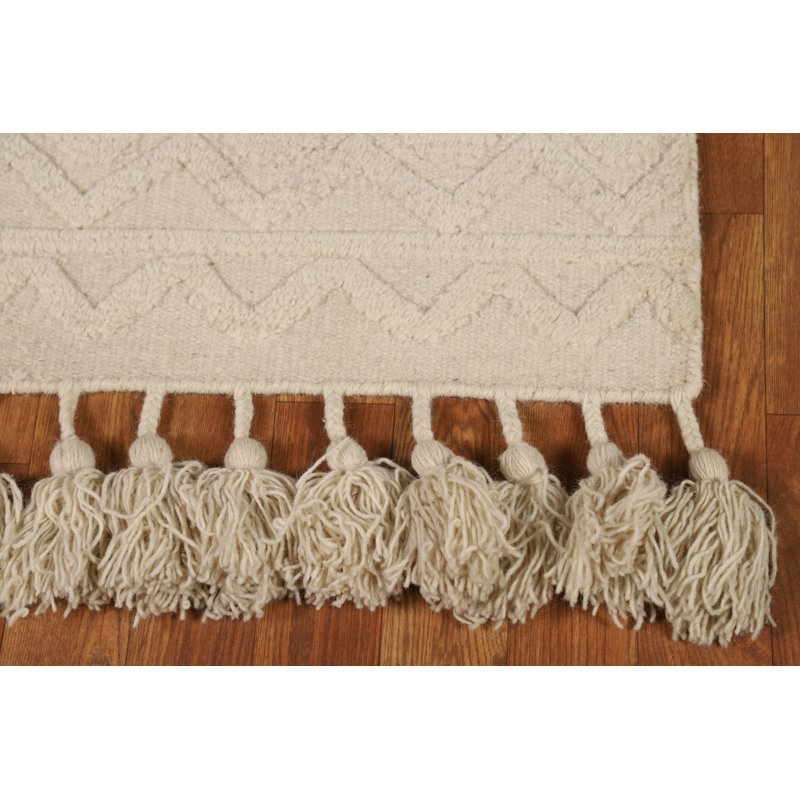 Geometric Ivory Moroccan Oriental Accent Rug 2x3