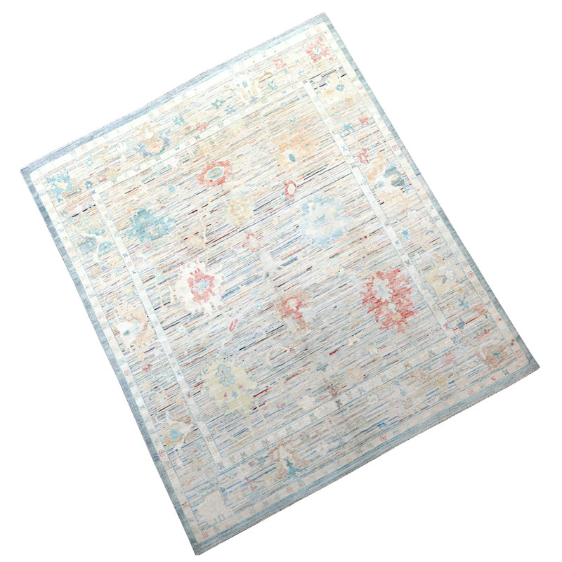 Tapis argent noué à la main de haute qualité