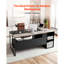 Bureau de direction en L, grande table de bureau moderne avec tiroirs et armoire de rangement, table de direction en bois robuste avec support pour unité centrale, capacité de charge de 350 lb, assemblage facile, pour une étude de travail
