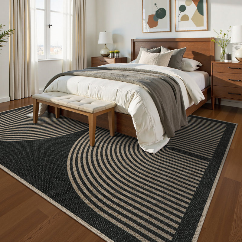Modern Rainbow Outdoor Easy Jute Rug Area Rugs Living Room Patio Rug Farmhouse Indoor Carpet, Rectangle 9' x 12'