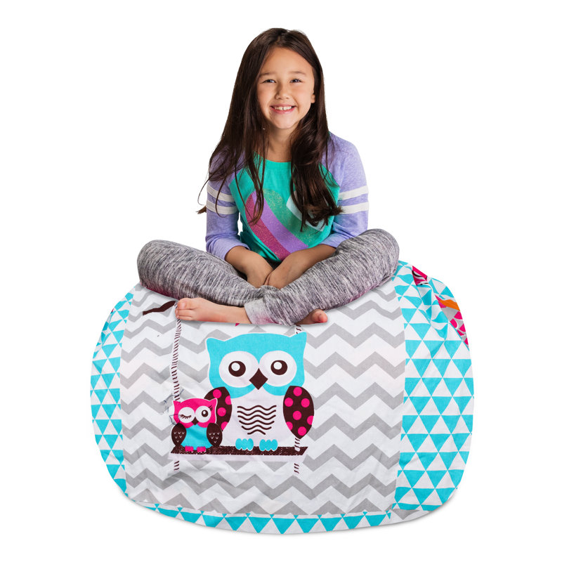 Kids Bean Bag Chair Cover - Stuffed Animal Storage & Toy Organizer with Zipper - Plush Storage Kids Bean Bag Cover only for Toddlers and Children's Rooms - Organizes Pillows, Blankets, and Stuffies - Multiple Colors, Sizes, and Fabrics