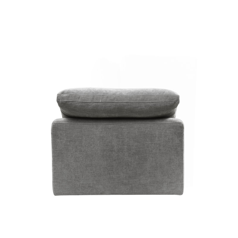 Canapé modulaire en lin gris avec repose-pieds