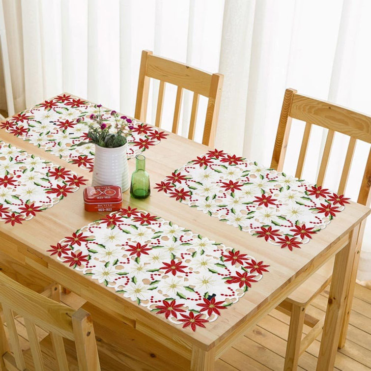 Embroidered Holiday Towel Nativity Poinsettia — Ingalls Homestead