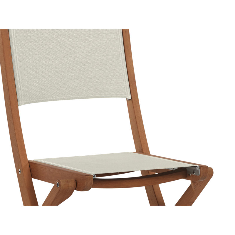 Stella Folding Teak Patio Dining Chair, White
