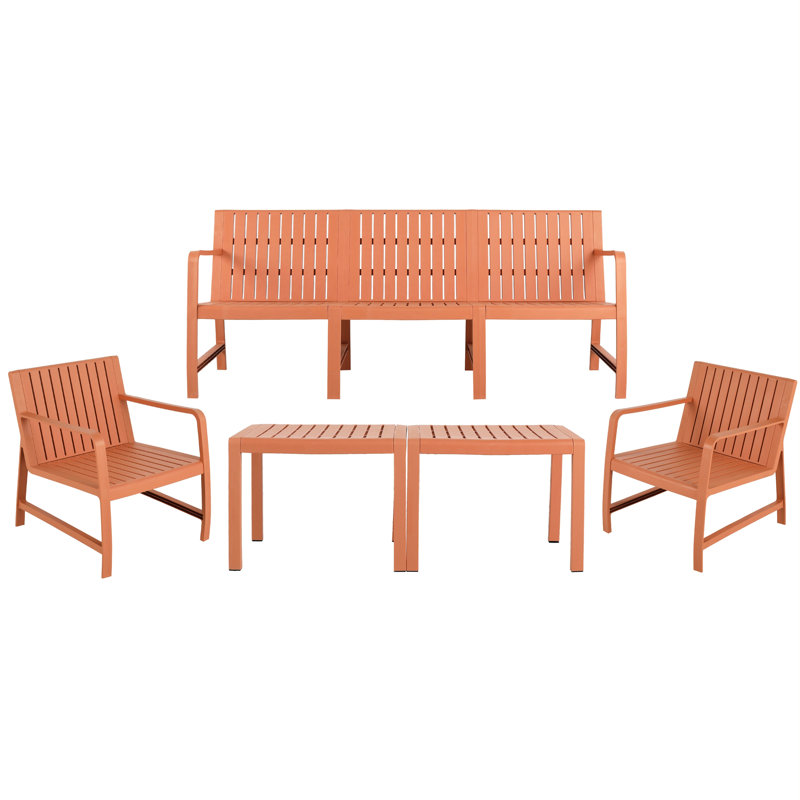 5 Indoor/Outdoor Patio - Apricot Brown 3 , 2 Chairs, Coffee Tables, Rust Frame, Polypropylene, Waterproof, Quick Setup, Smart Design For Garden Relaxation Apartment Balconies