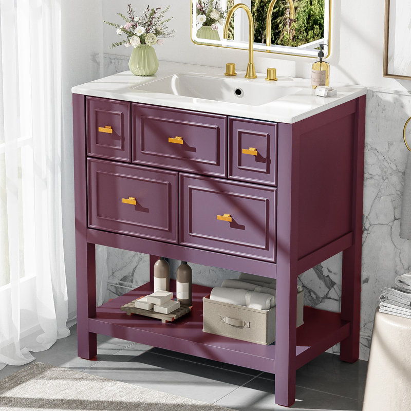 30" Single Bathroom Vanity Set, Red