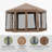 Hexagonal Pop Up Gazebo, Heavy Duty Outdoor Canopy Tent With 6 Mesh Sidewall Netting, 3-Level Adjustable Height And Strong Steel Frame