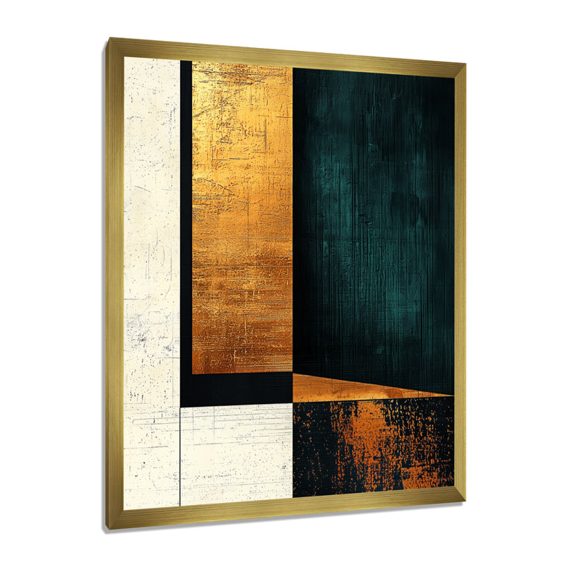 Presley - art mural abstrait, H 20 po x l 12 po, Reproduction encadrée d'une seule photo, Or